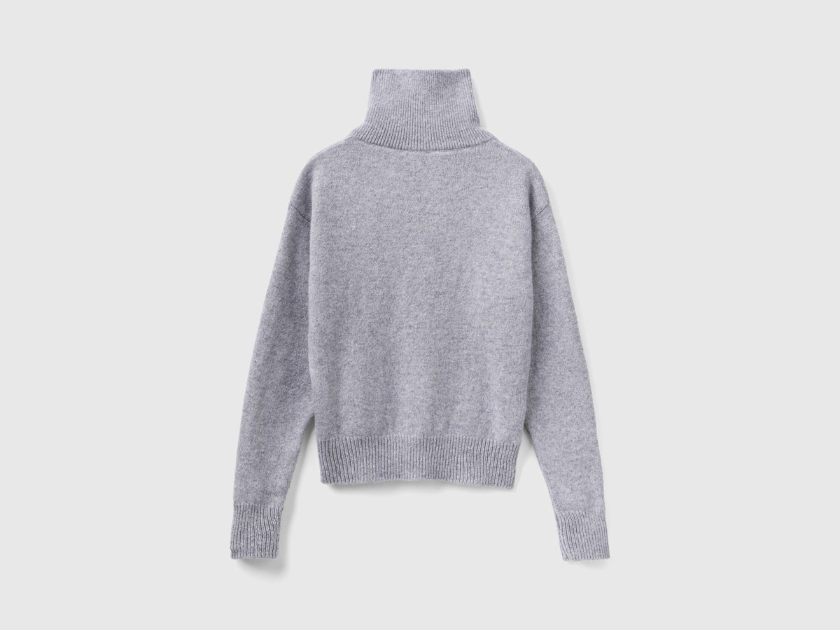 Maglione collo alto in pura lana Shetland