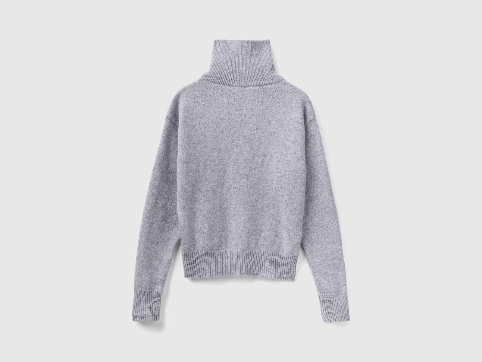 Maglione collo alto in pura lana Shetland da donna grigio chiaro 3 | Benetton Outlet