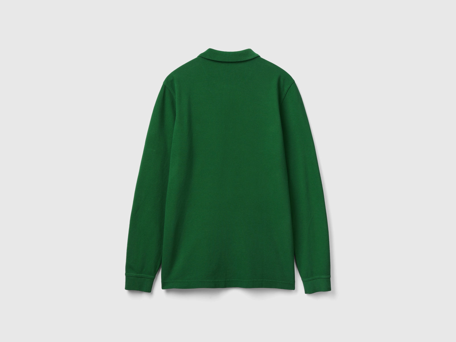 Polo a manica lunga 100% cotone da uomo verde scuro 2 | Benetton Outlet