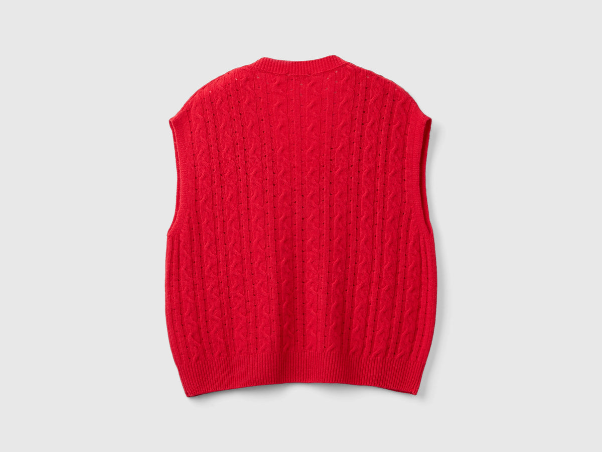 Gilet boxy fit con trecce e trafori