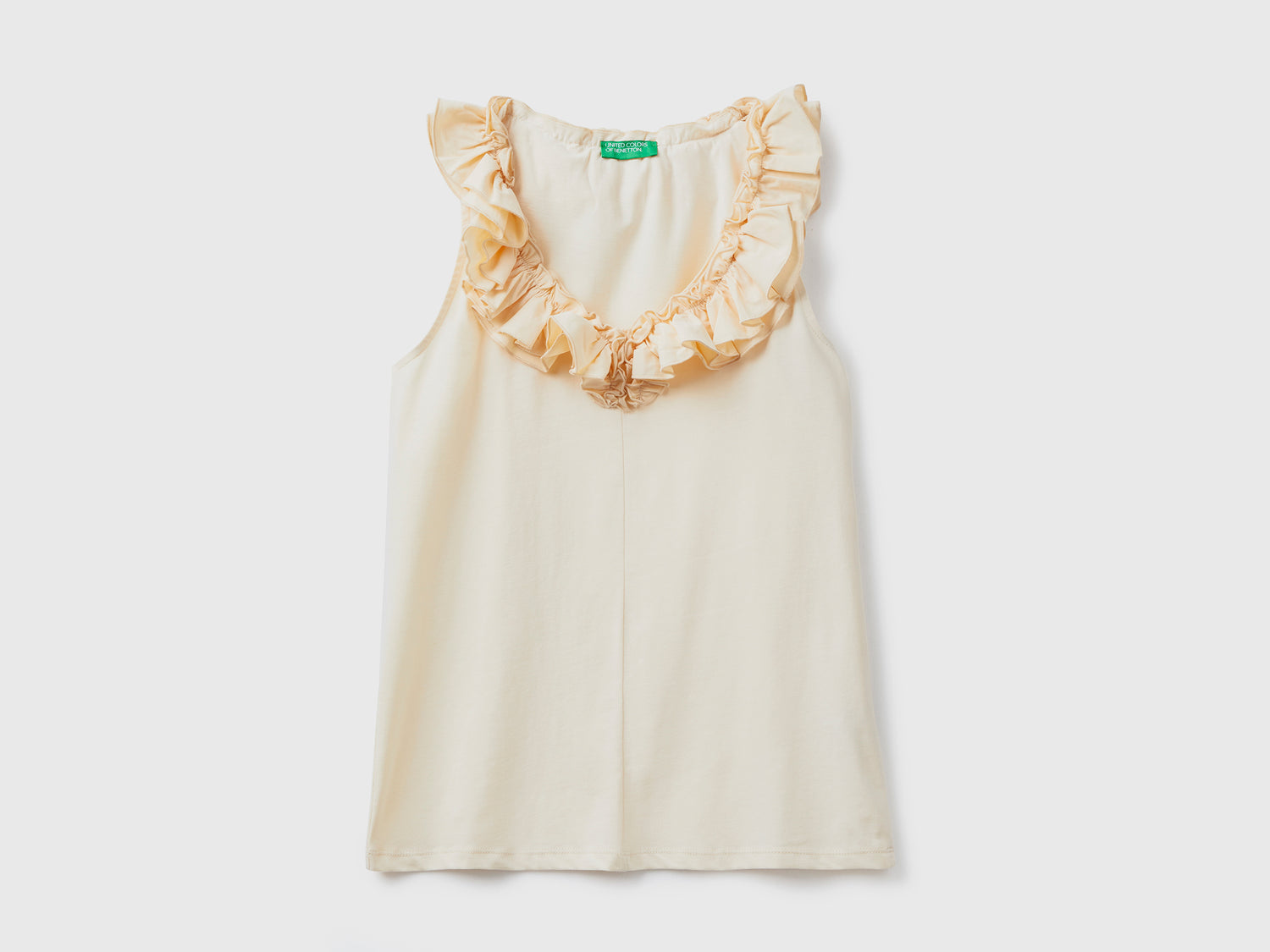 Top smanicato realizzato in puro cotone da donna bianco panna | Benetton Outlet