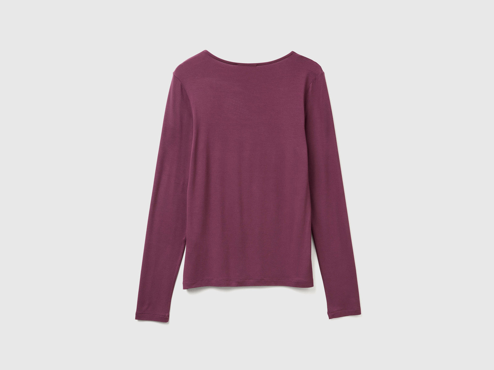 Maglietta slim fit in viscosa stretch da donna prugna 2 | Benetton Outlet