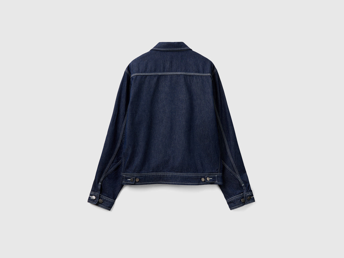 Giacca in chambray di puro cotone modello rider