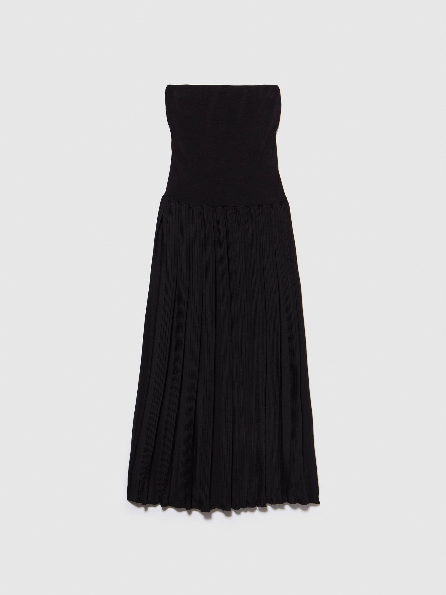 Vestito lungo con plissé da donna nero | Sisley Outlet