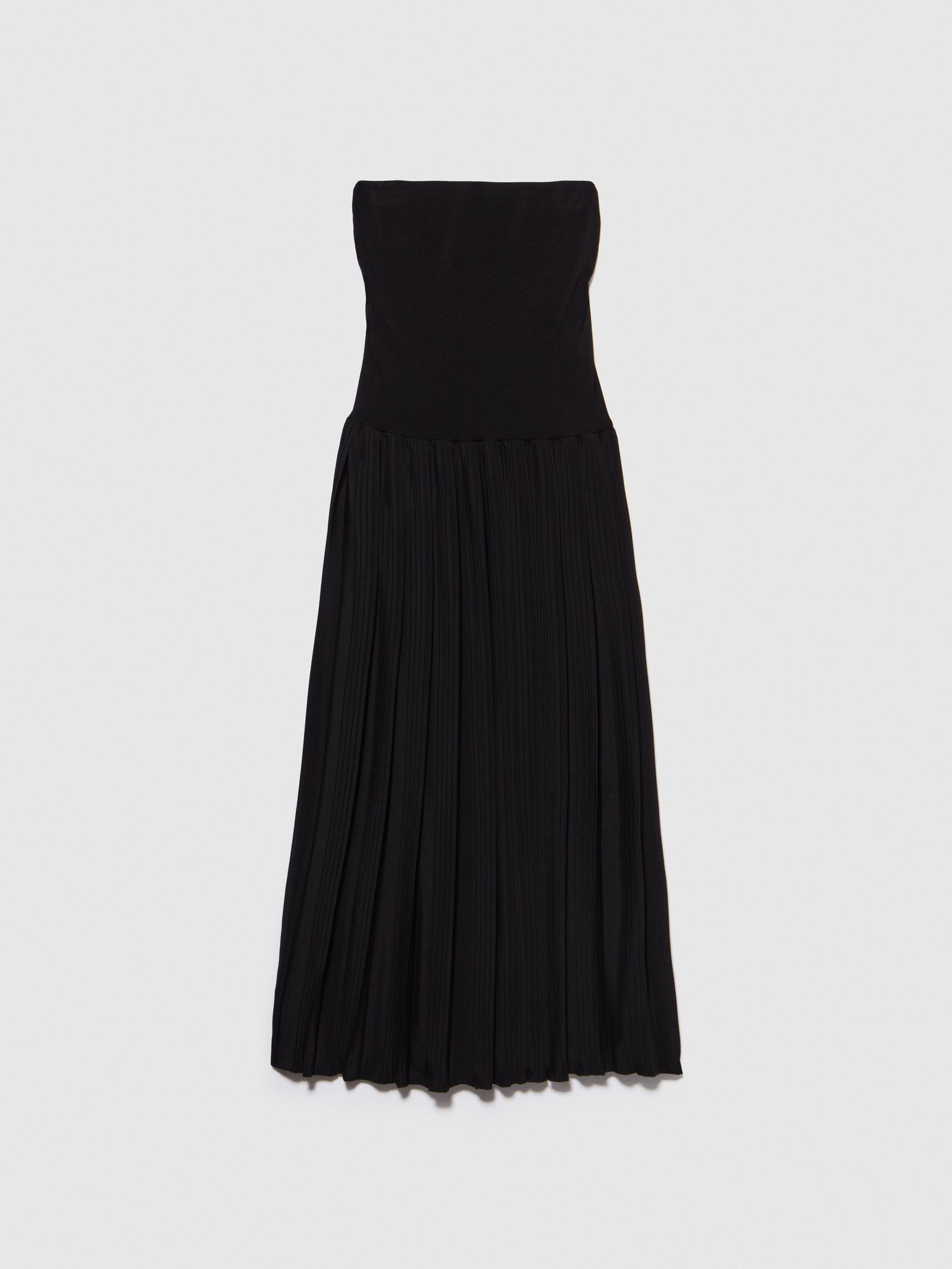 Vestito lungo con plissé da donna nero | Sisley Outlet