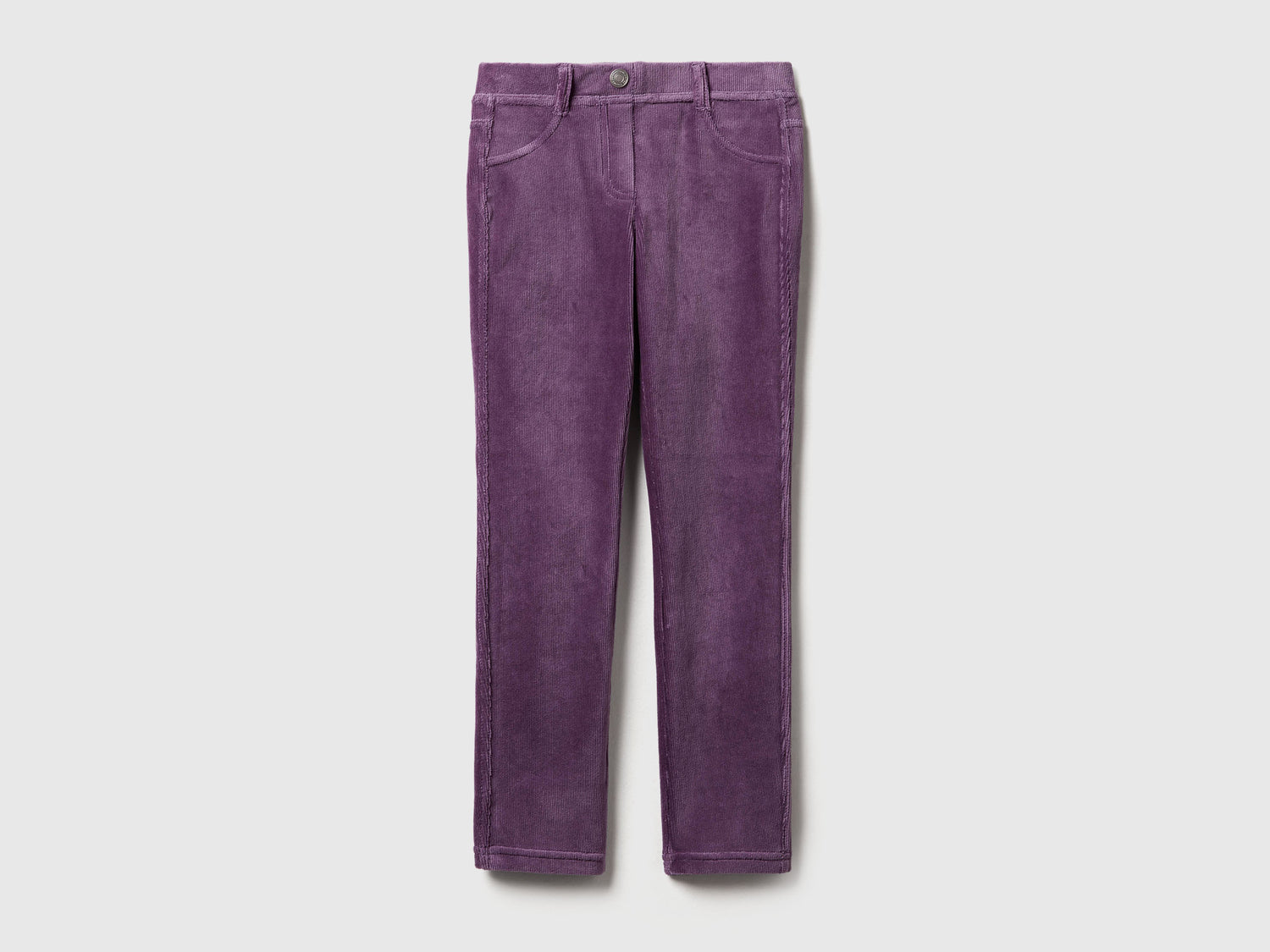 Pantaloni super skinny in ciniglia da bambina viola | Benetton Outlet