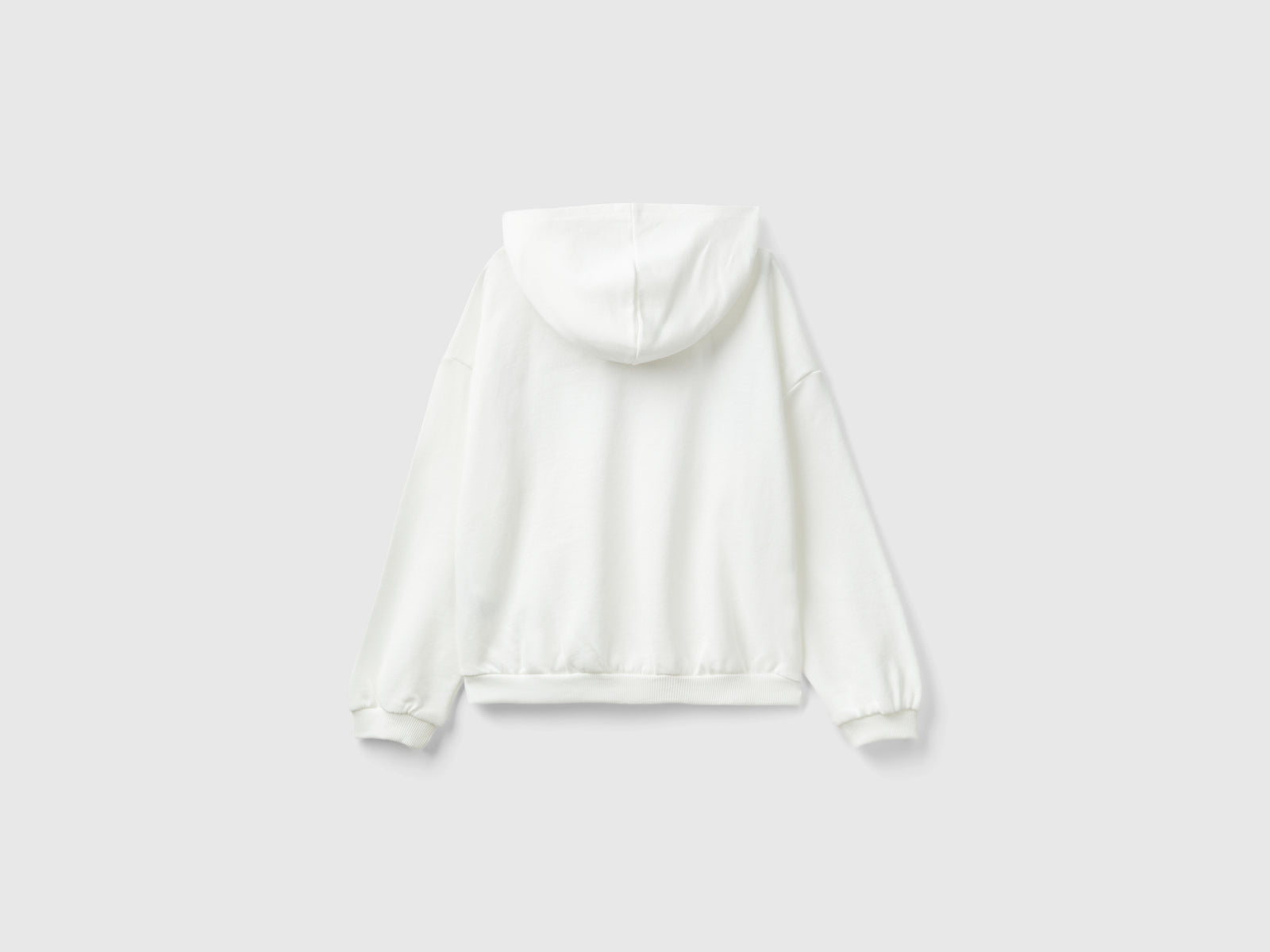 Felpa con cappuccio 100% cotone da bambina bianco panna 2 | Benetton Outlet