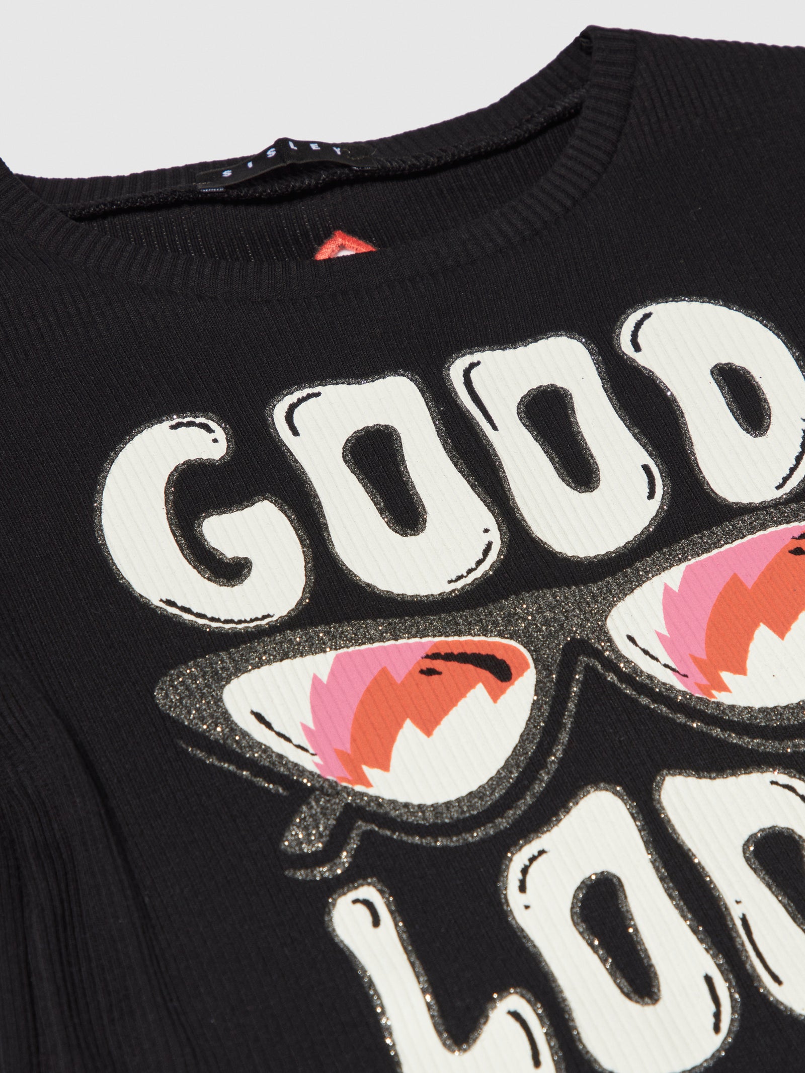T-shirt con stampa e cut-out da bambina nero 3 | Sisley young Outlet