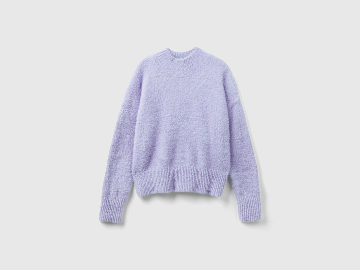 Maglia lupetto in filato peloso