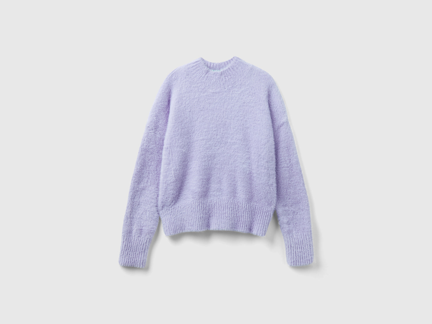 Maglia lupetto in filato peloso da bambina lilla | Benetton Outlet