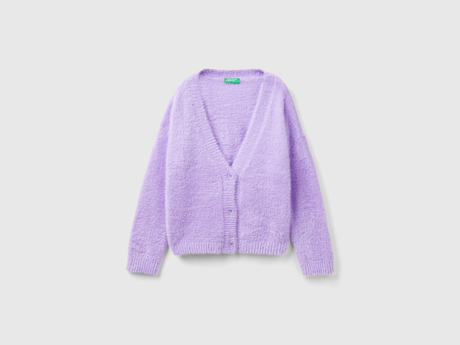 Cardigan in filato peloso da bambina lilla | Benetton Outlet