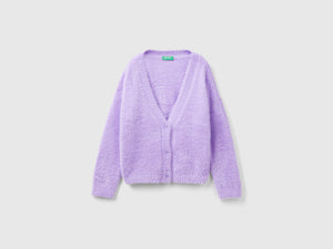 Cardigan in filato peloso