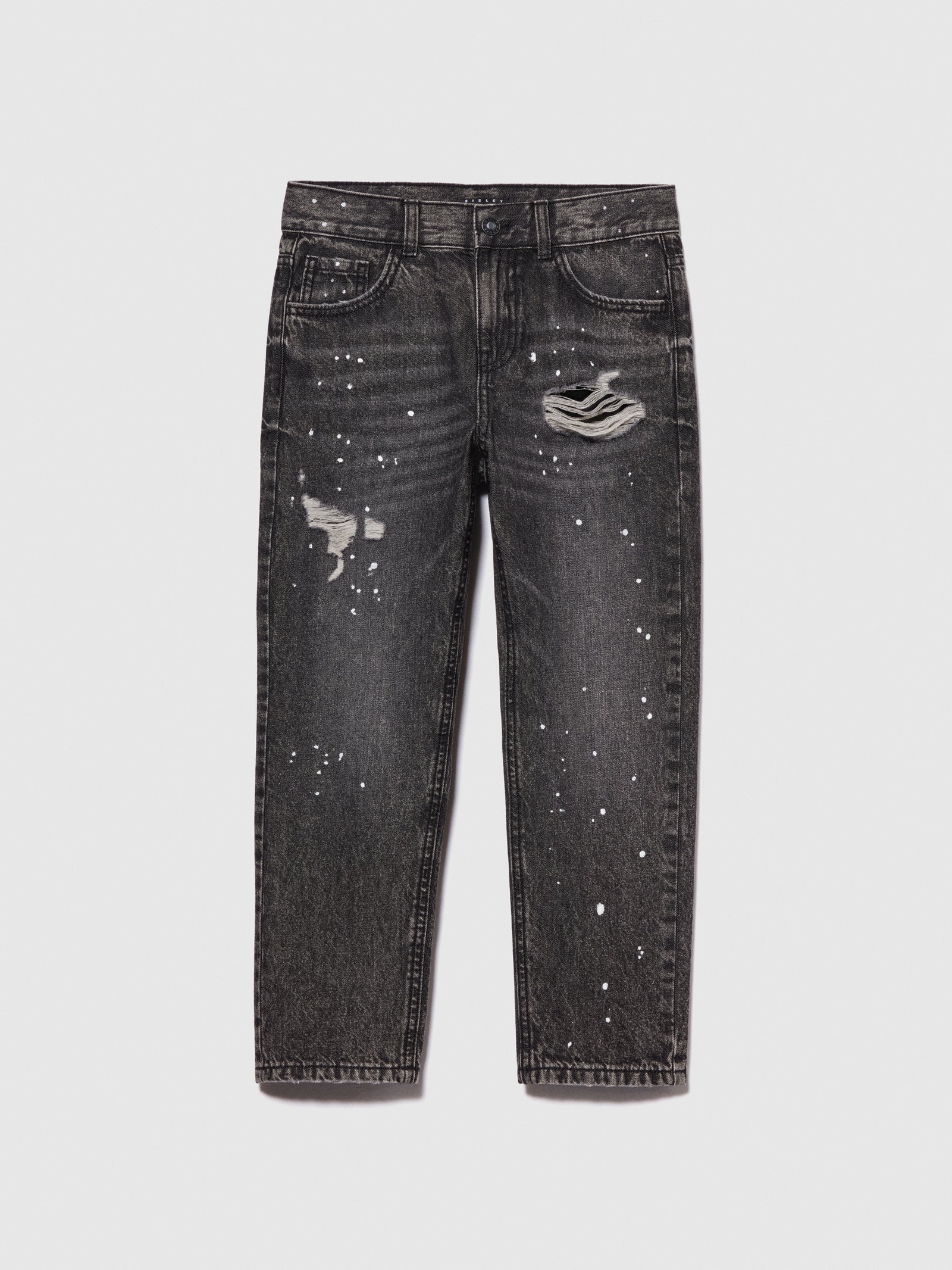Jeans baggy effetto spruzzato da bambino nero | Sisley young Outlet