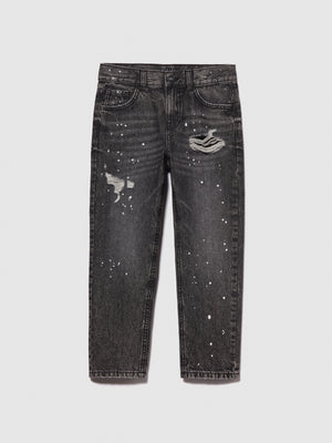 Jeans baggy effetto spruzzato