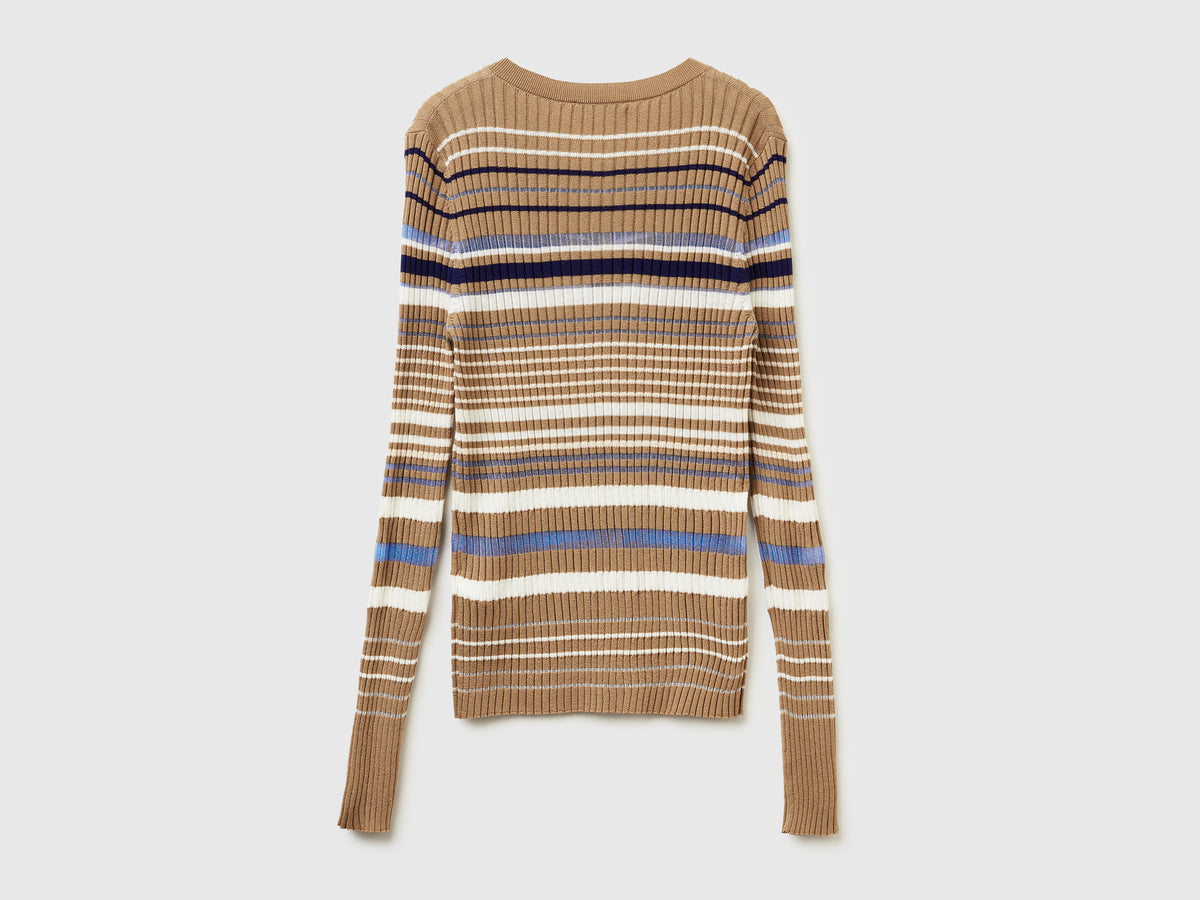 Cardigan a righe in misto viscosa