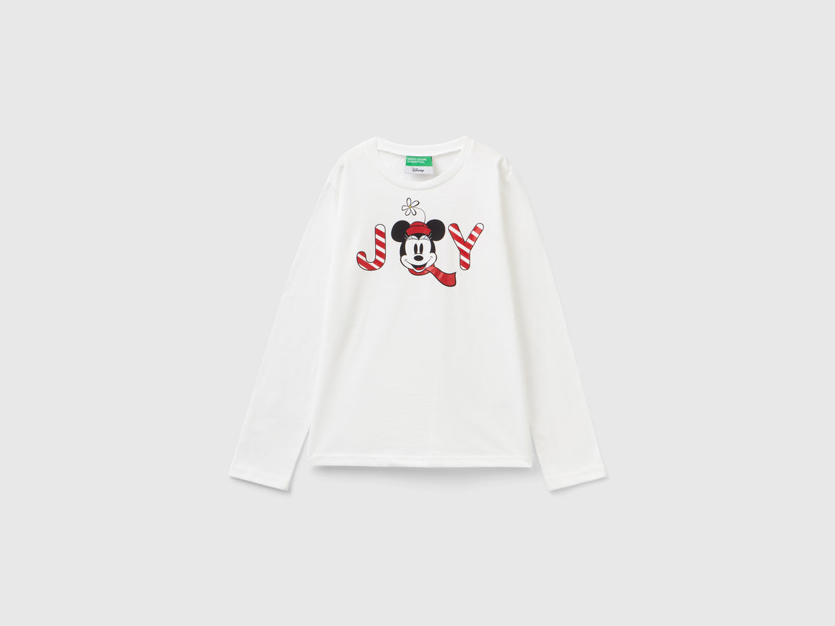 T-shirt ©Disney natalizia con glitter da bambina bianco | Benetton Outlet