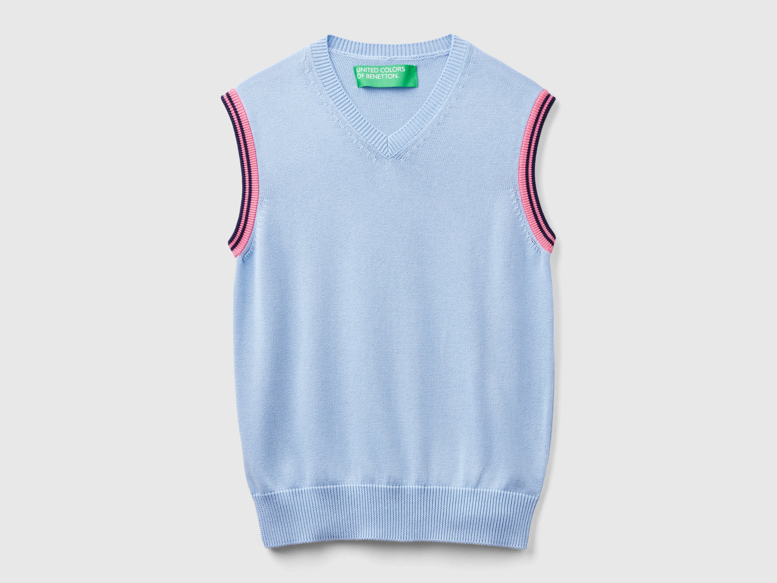 Gilet regular fit 100% cotone da uomo celeste | Benetton Outlet