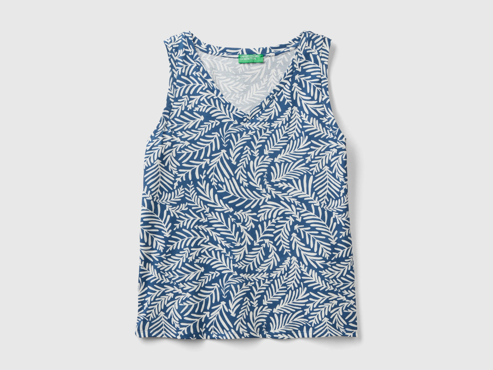 Canotta con stampa tropicale da donna avio | Benetton Outlet