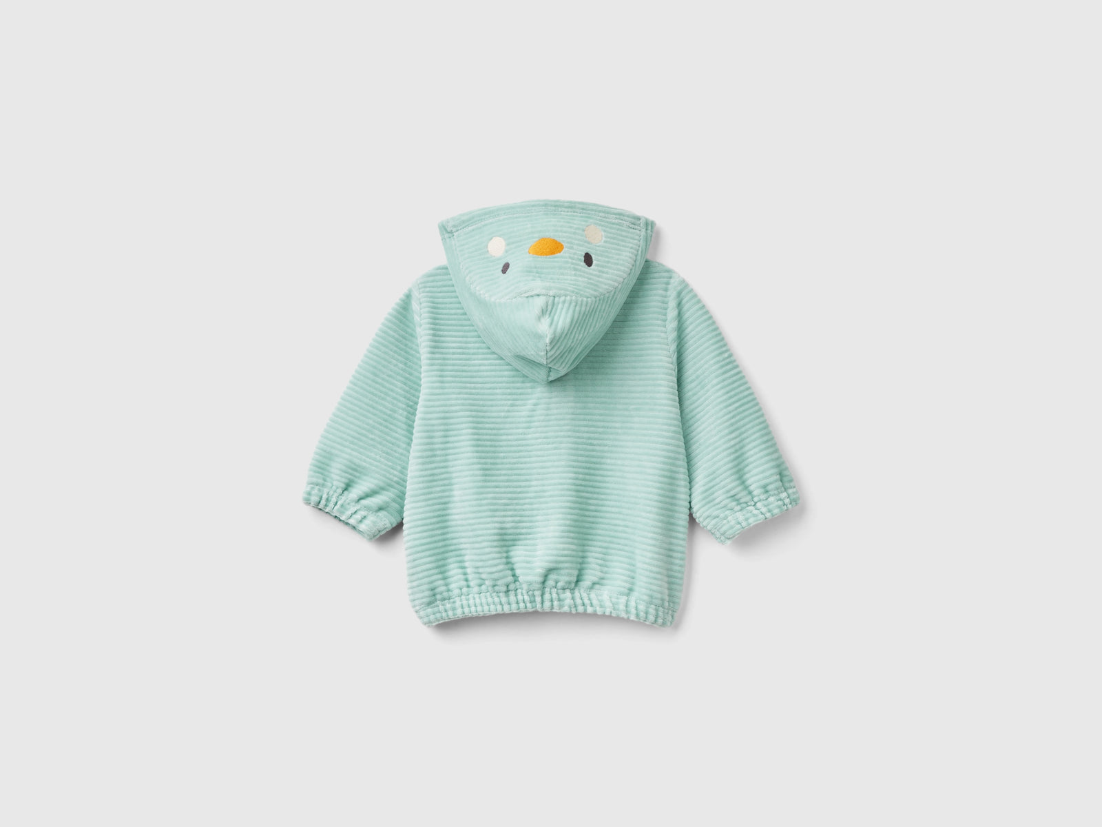 Felpa in ciniglia con cappuccio da neonato verde acqua 2 | Benetton Outlet