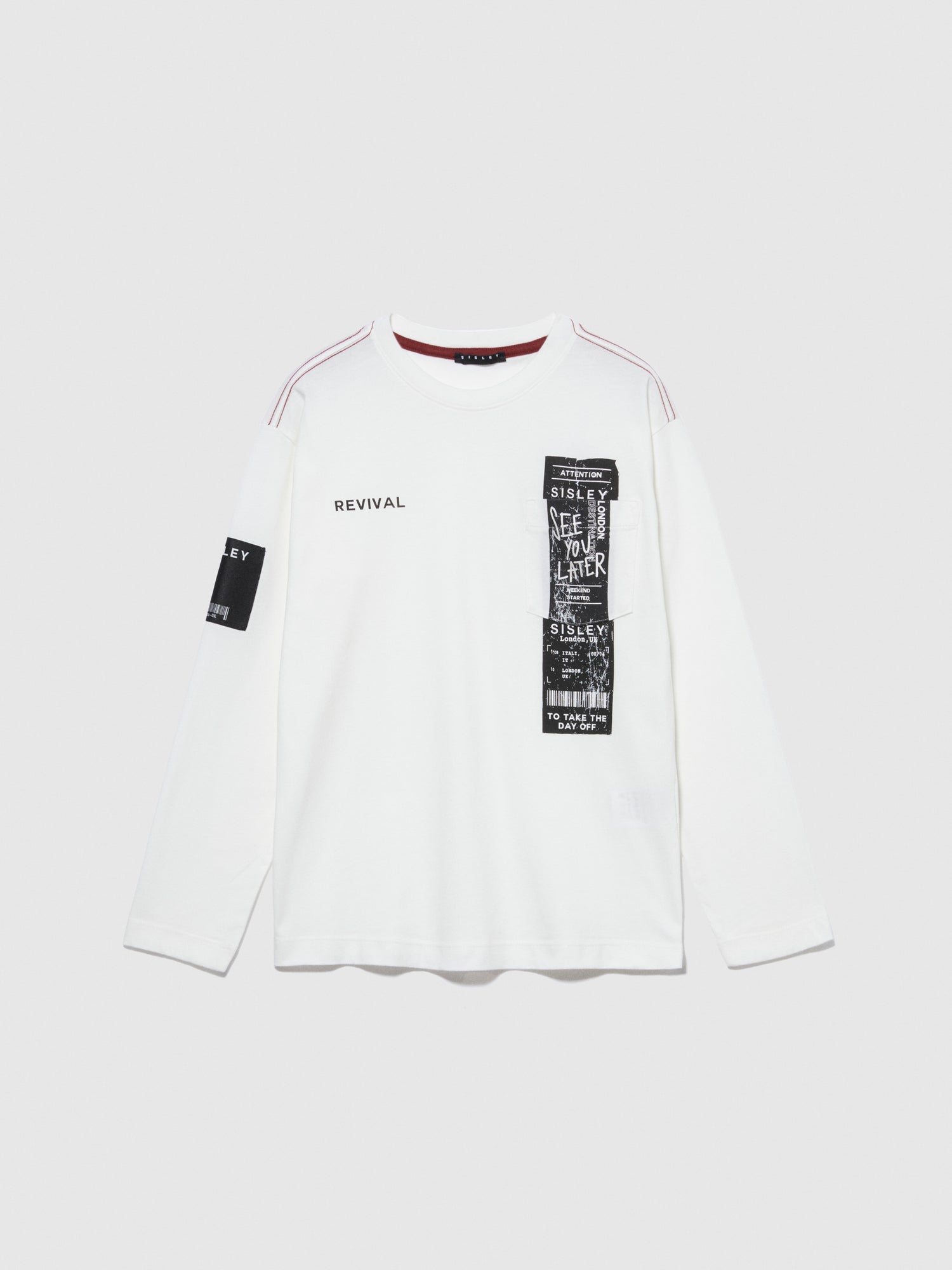 T-shirt over con stampa da bambino bianco | Sisley young Outlet