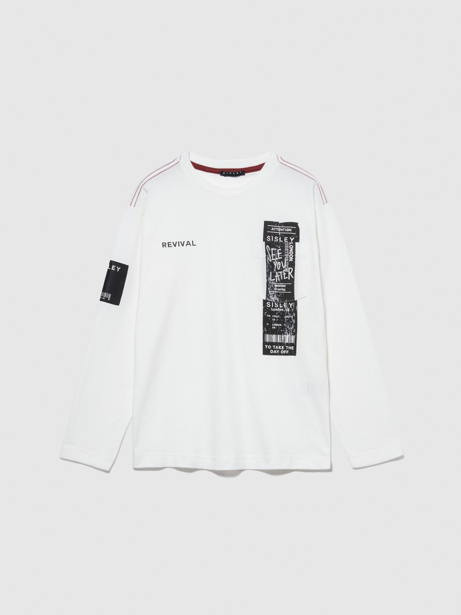 T-shirt over con stampa da bambino bianco | Sisley young Outlet