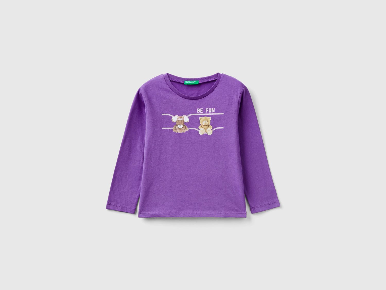 Maglietta con stampa fotografica da bimba viola | Benetton Outlet
