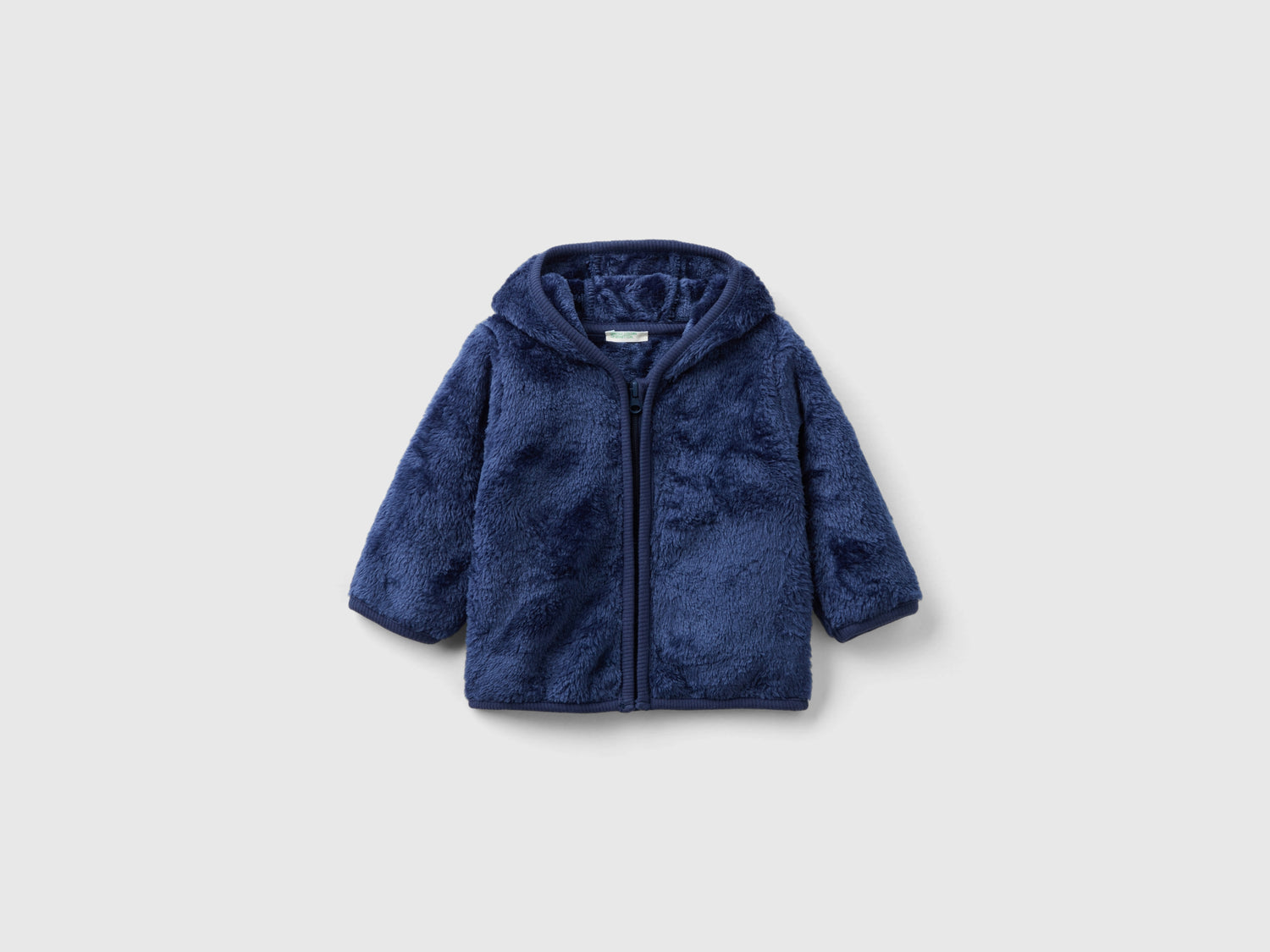Felpa in pelliccetta sintetica con zip da neonato blu scuro | Benetton Outlet