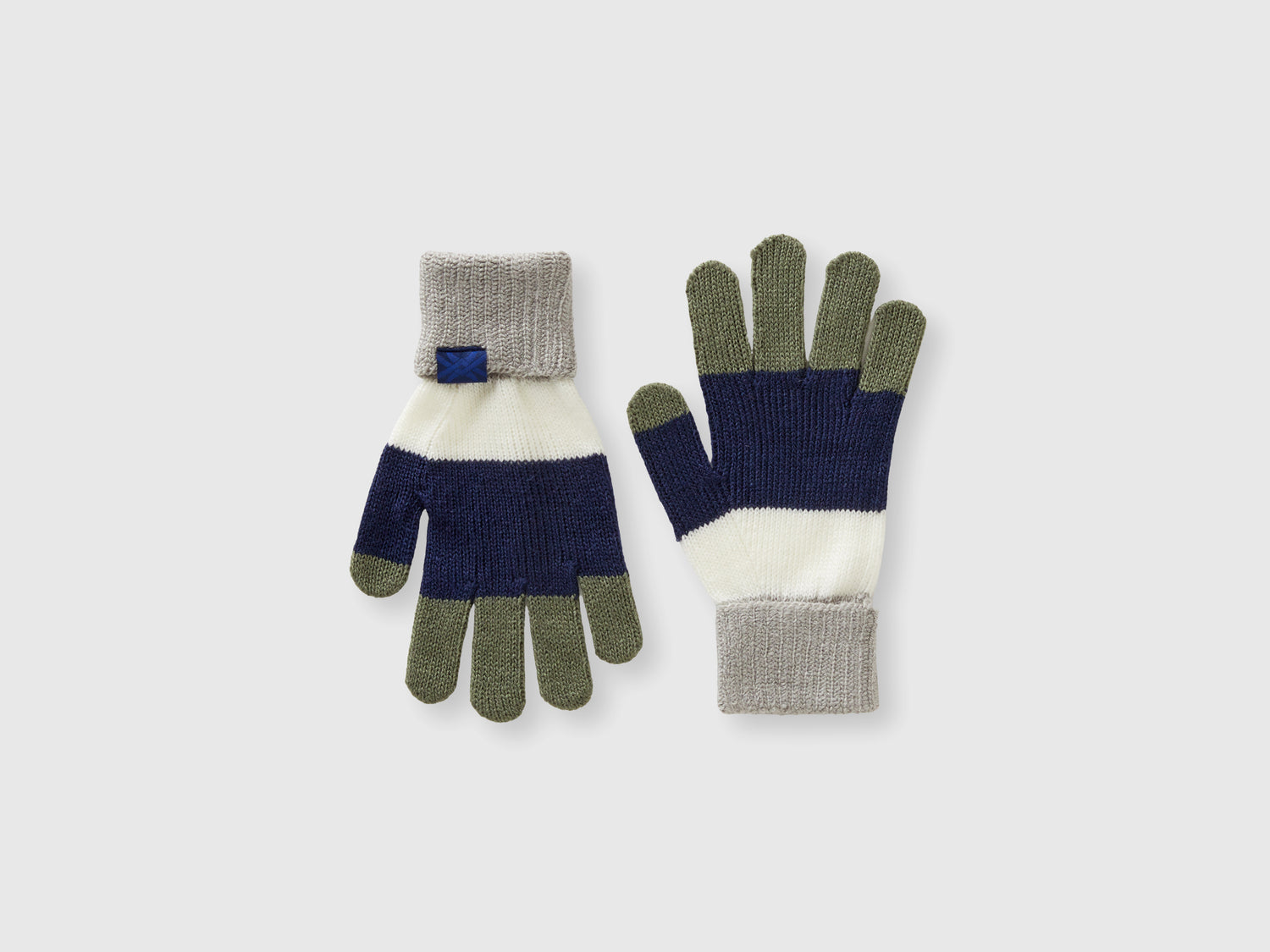 Guanti a righe da bambino verde militare | Benetton Outlet