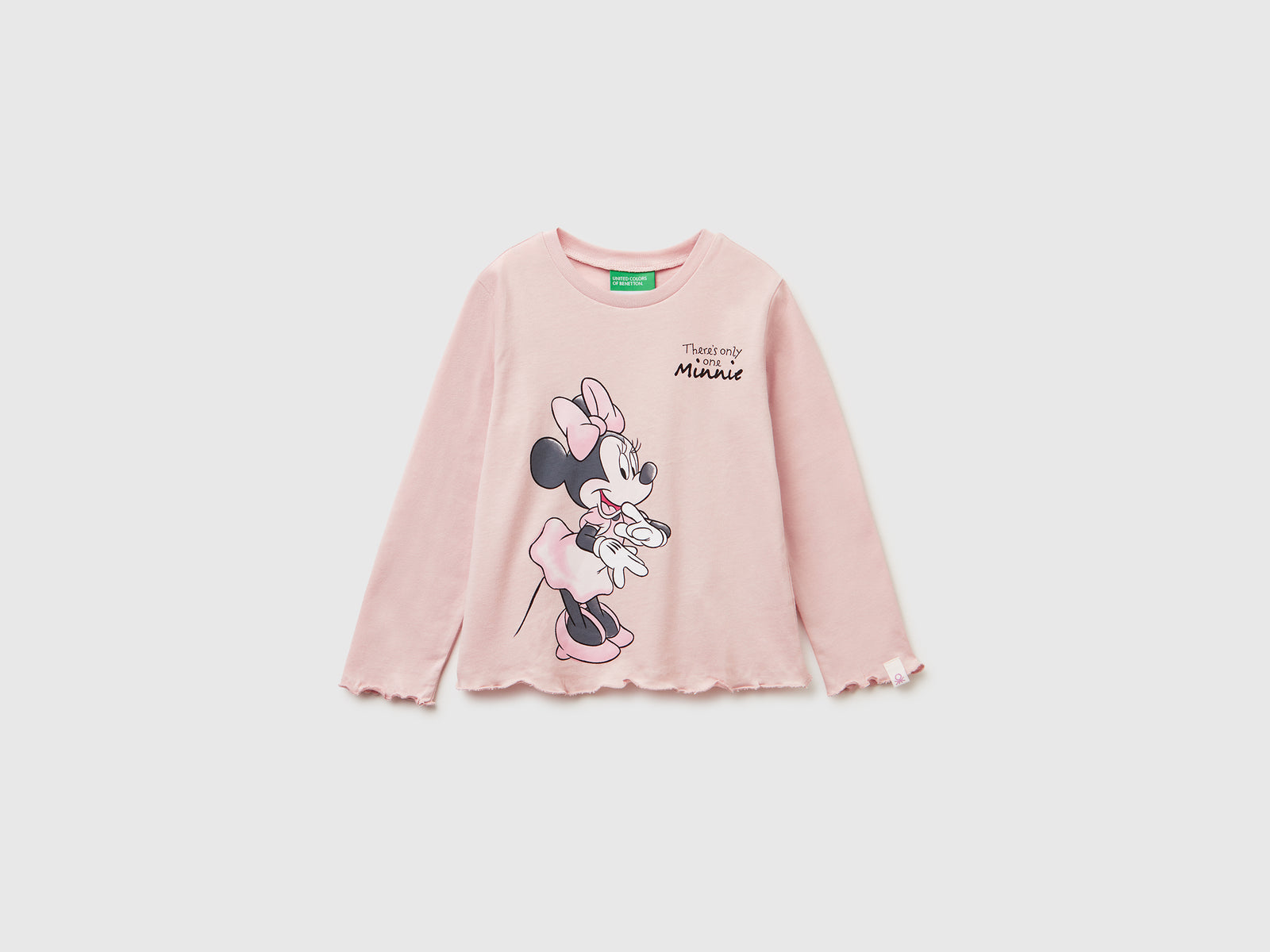 T-shirt con stampa Minnie da bimba rosa tenue | Benetton Outlet