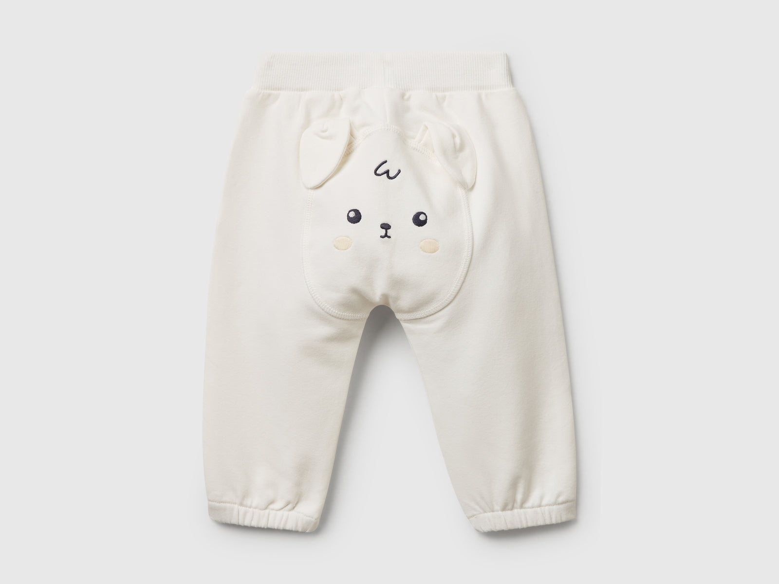 Pantaloni in felpa di cotone da neonato bianco panna 2 | Benetton Outlet