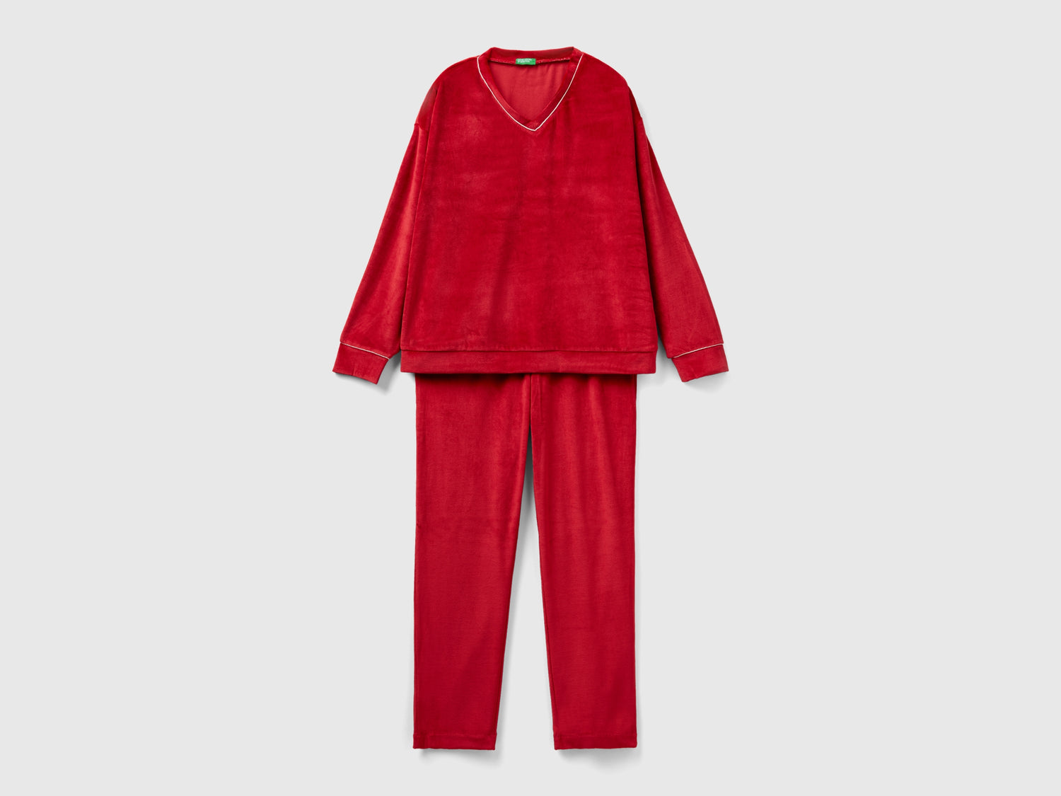 Pigiama in velour da donna rosso | Benetton Outlet