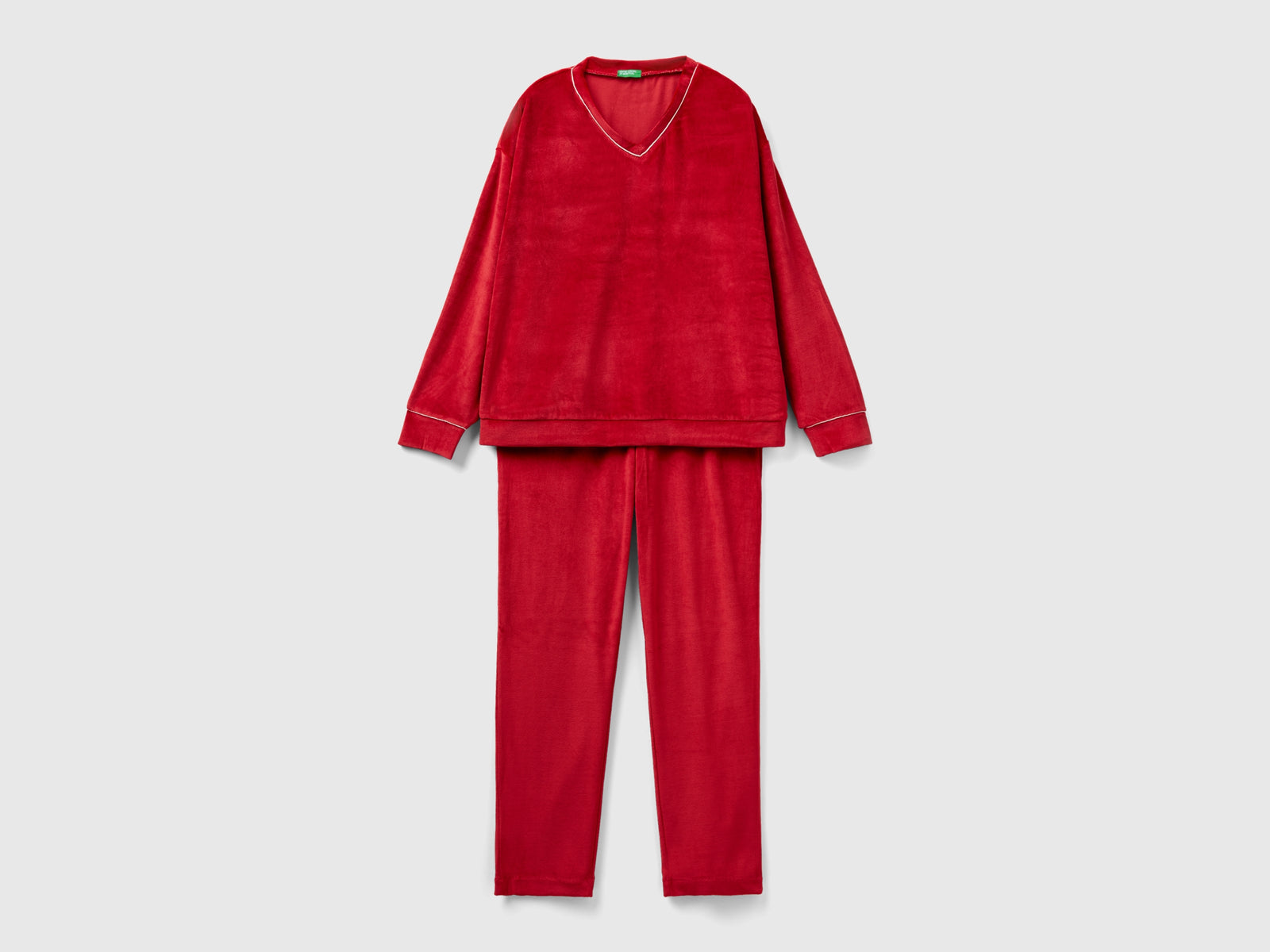 Pigiama in velour da donna rosso | Benetton Outlet