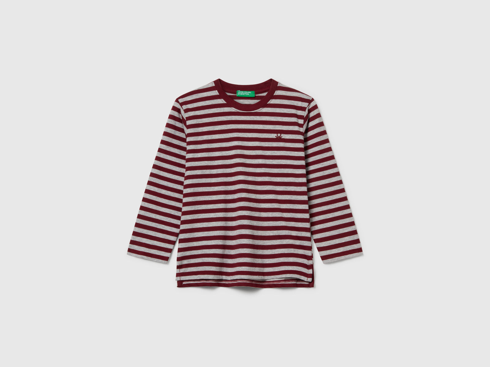 T-shirt manica lunga a righe da bimbo bordeaux | Benetton Outlet