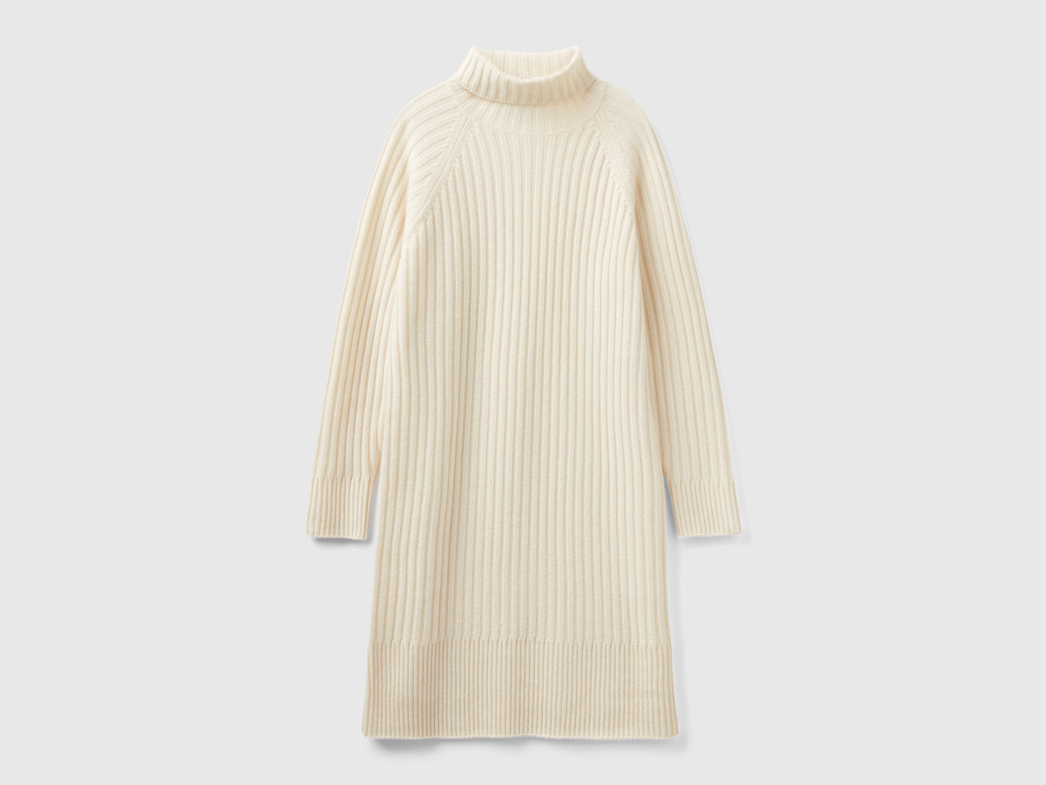 Vestito corto con collo a lupetto da donna bianco panna | Benetton Outlet