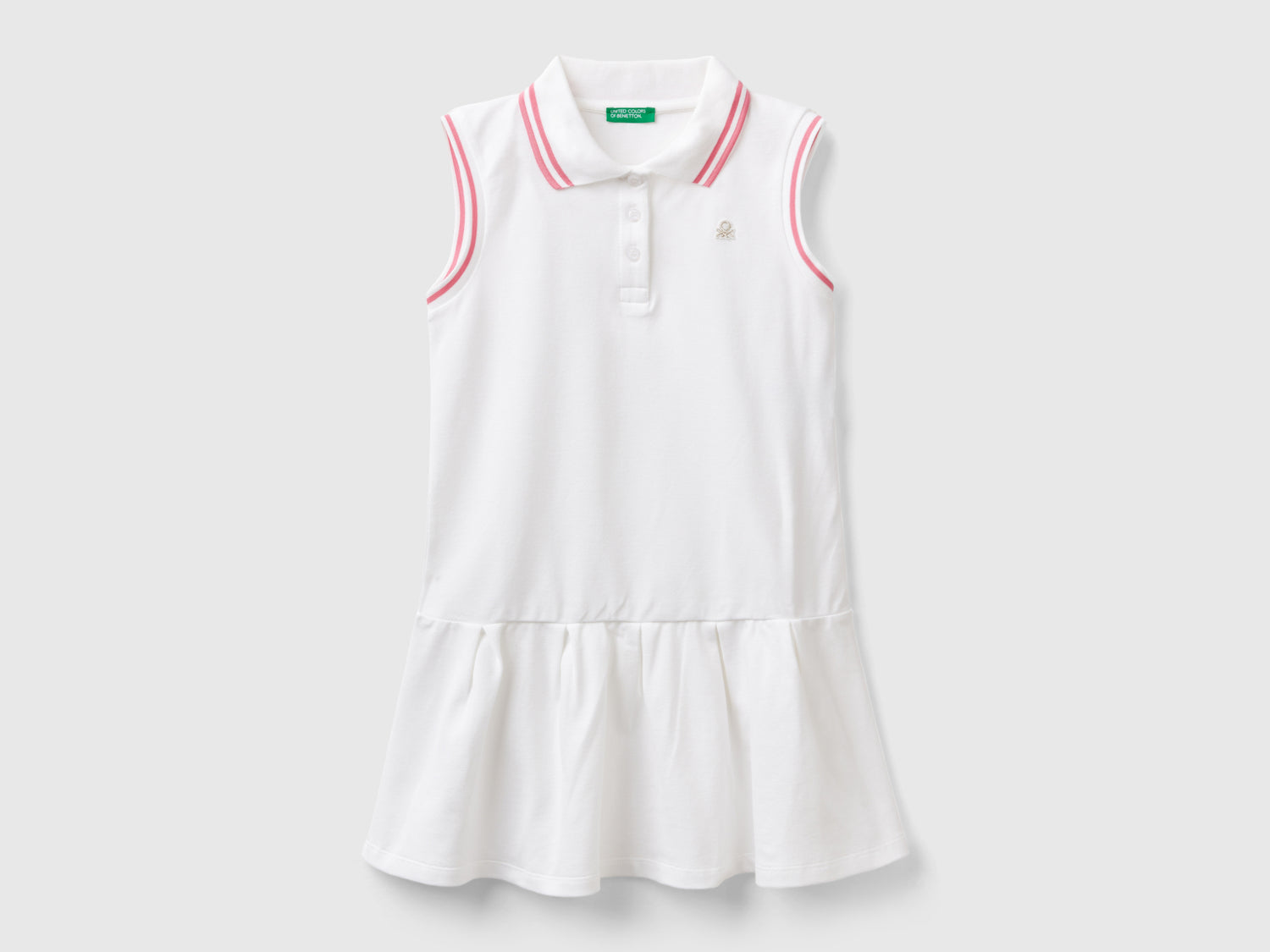 Abito stile polo da bambina bianco | Benetton Outlet