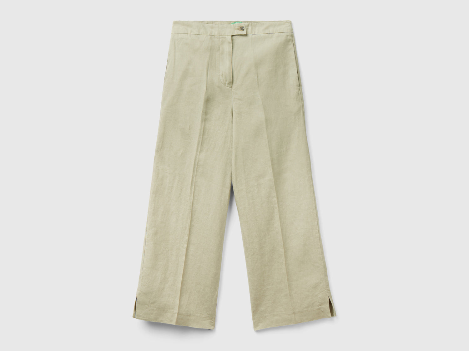 Pantaloni cropped in puro lino da donna beige | Benetton Outlet