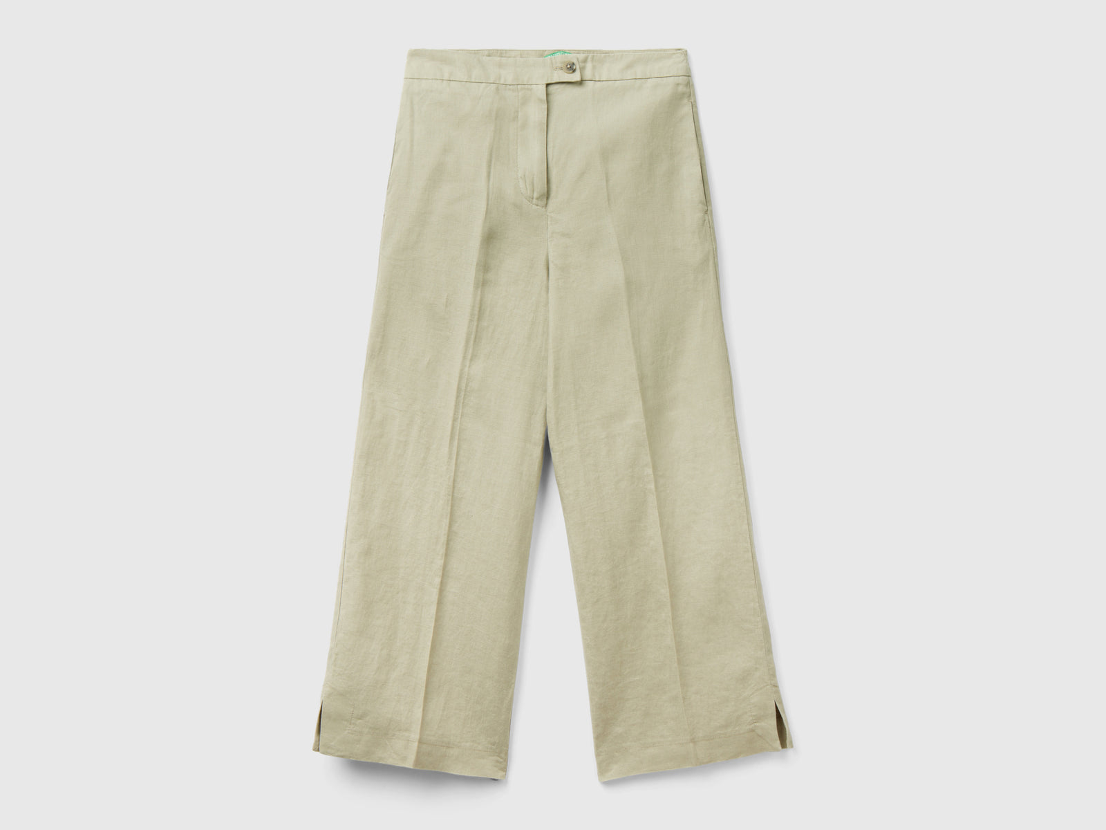 Pantaloni cropped in puro lino da donna beige | Benetton Outlet
