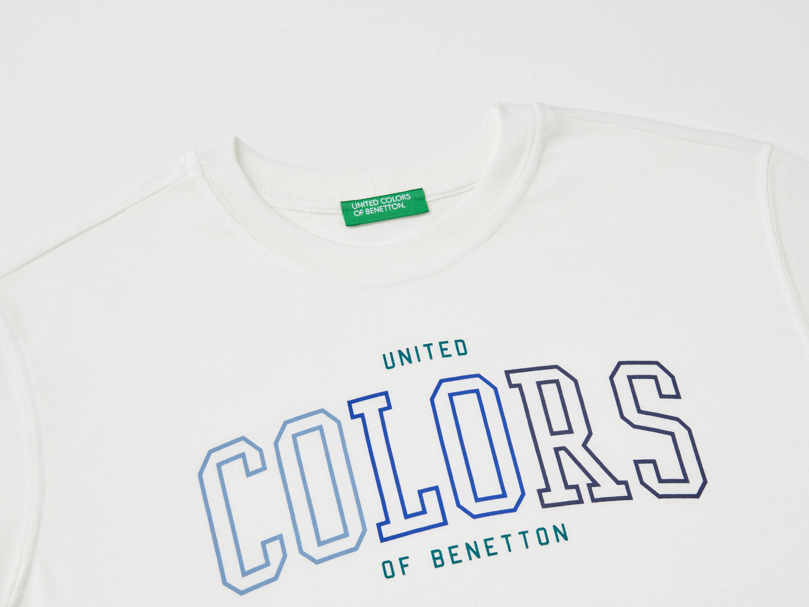 T-shirt manica corta 100% cotone bio da bambino bianco panna 3 | Benetton Outlet