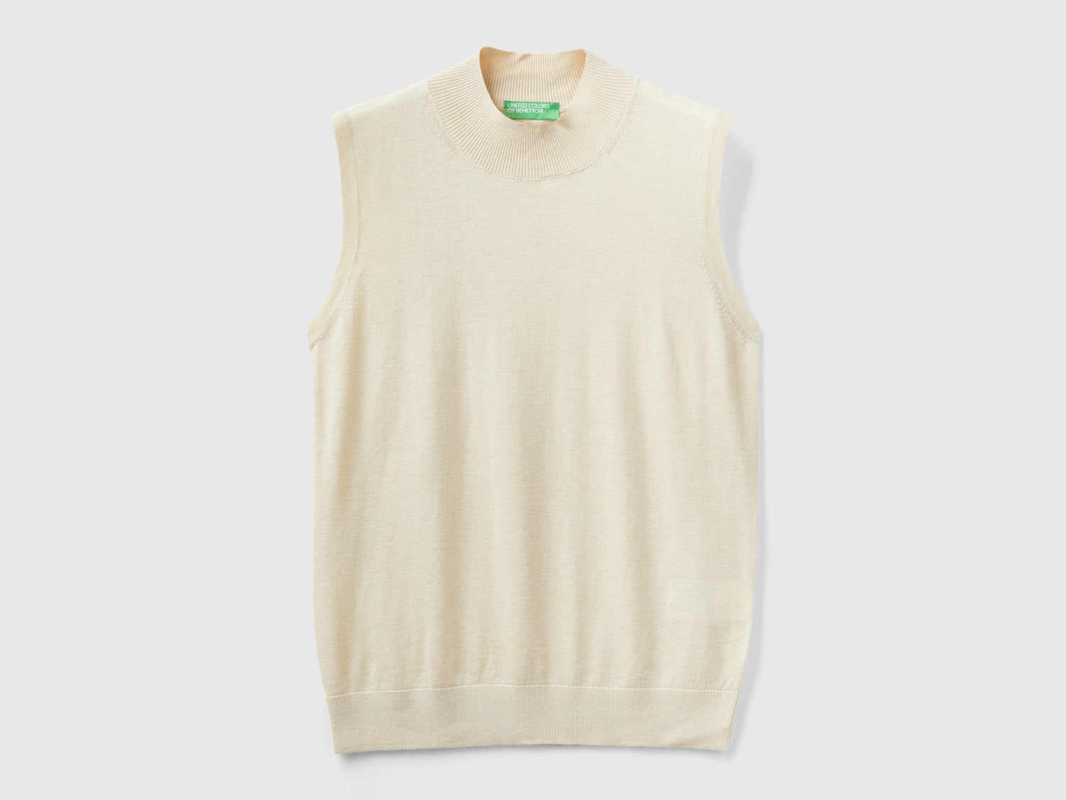 Maglia smanicata in misto viscosa da donna beige | Benetton Outlet