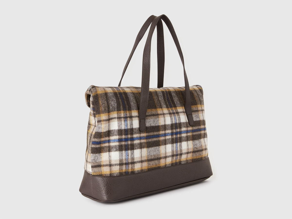 Borsa a quadri in misto lana
