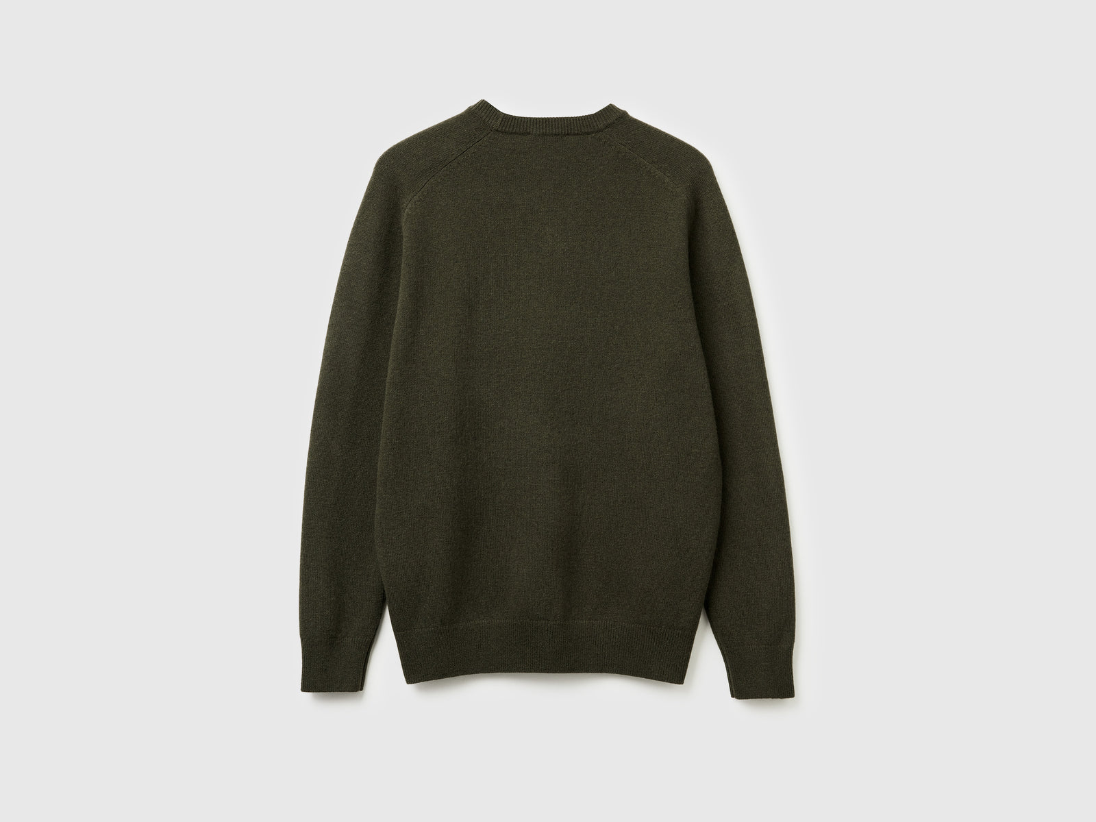 Maglia girocollo in pura lana Merino da uomo verde scuro 2 | Benetton Outlet