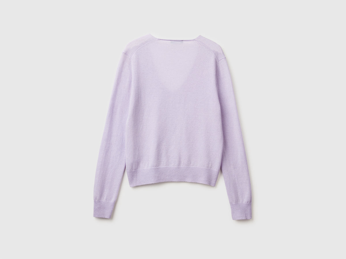 Maglione con scollo a V in pura lana Merino