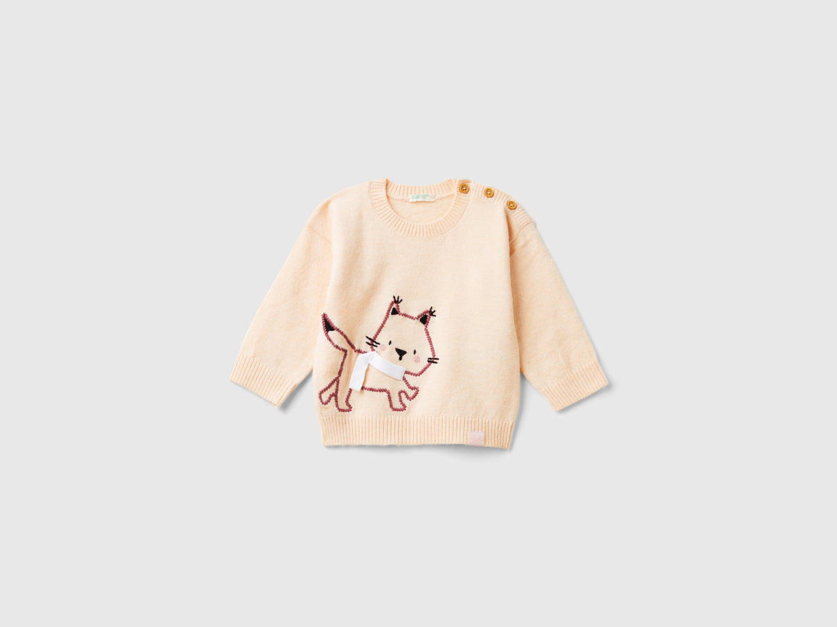 Maglia con ricamo gatto