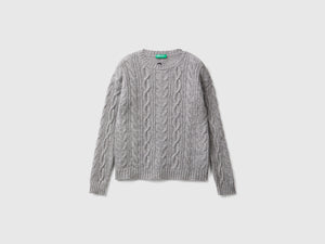 Maglia con trecce in misto lana