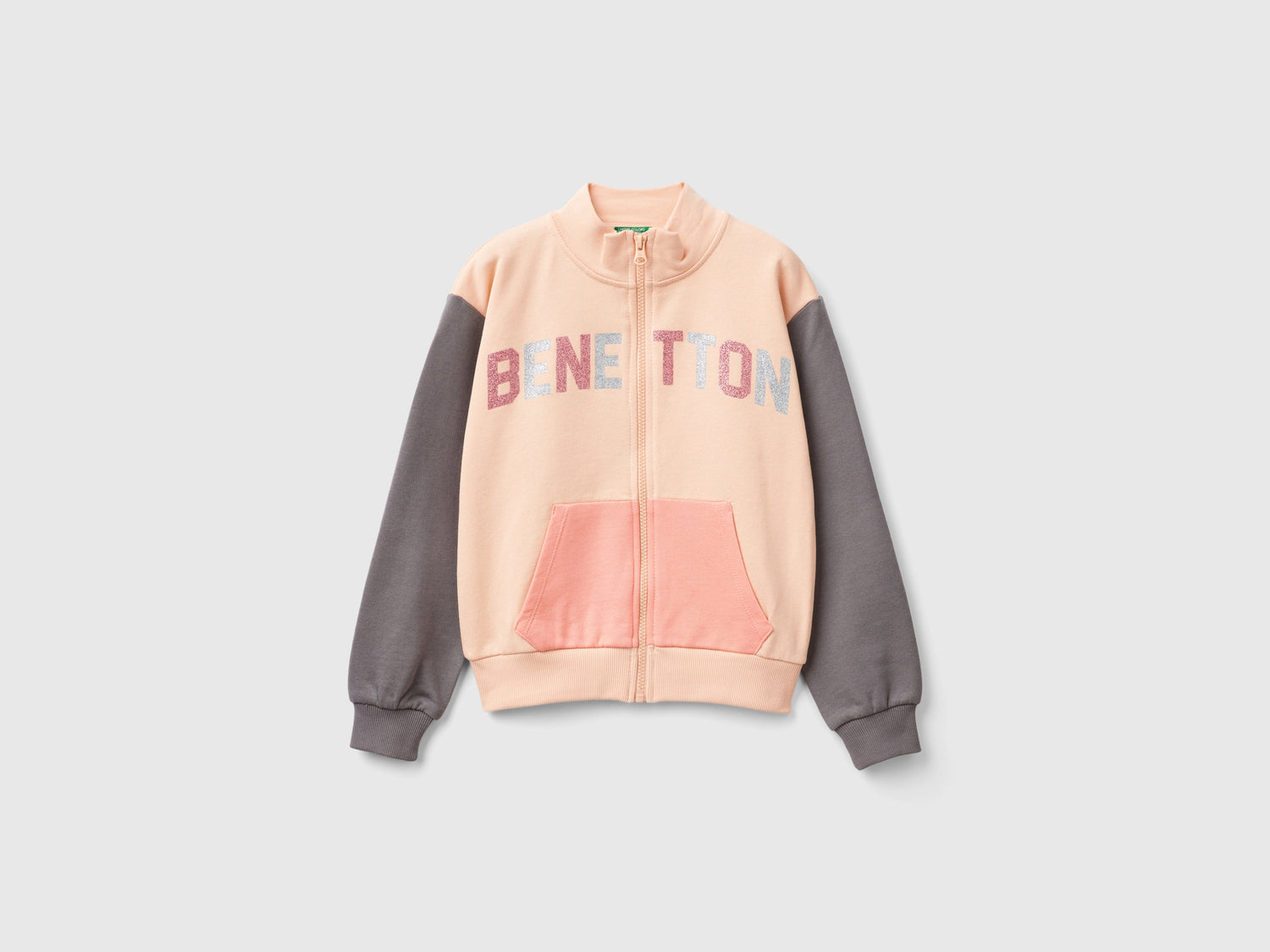 Felpa con zip e colletto da bambina multi-color | Benetton Outlet