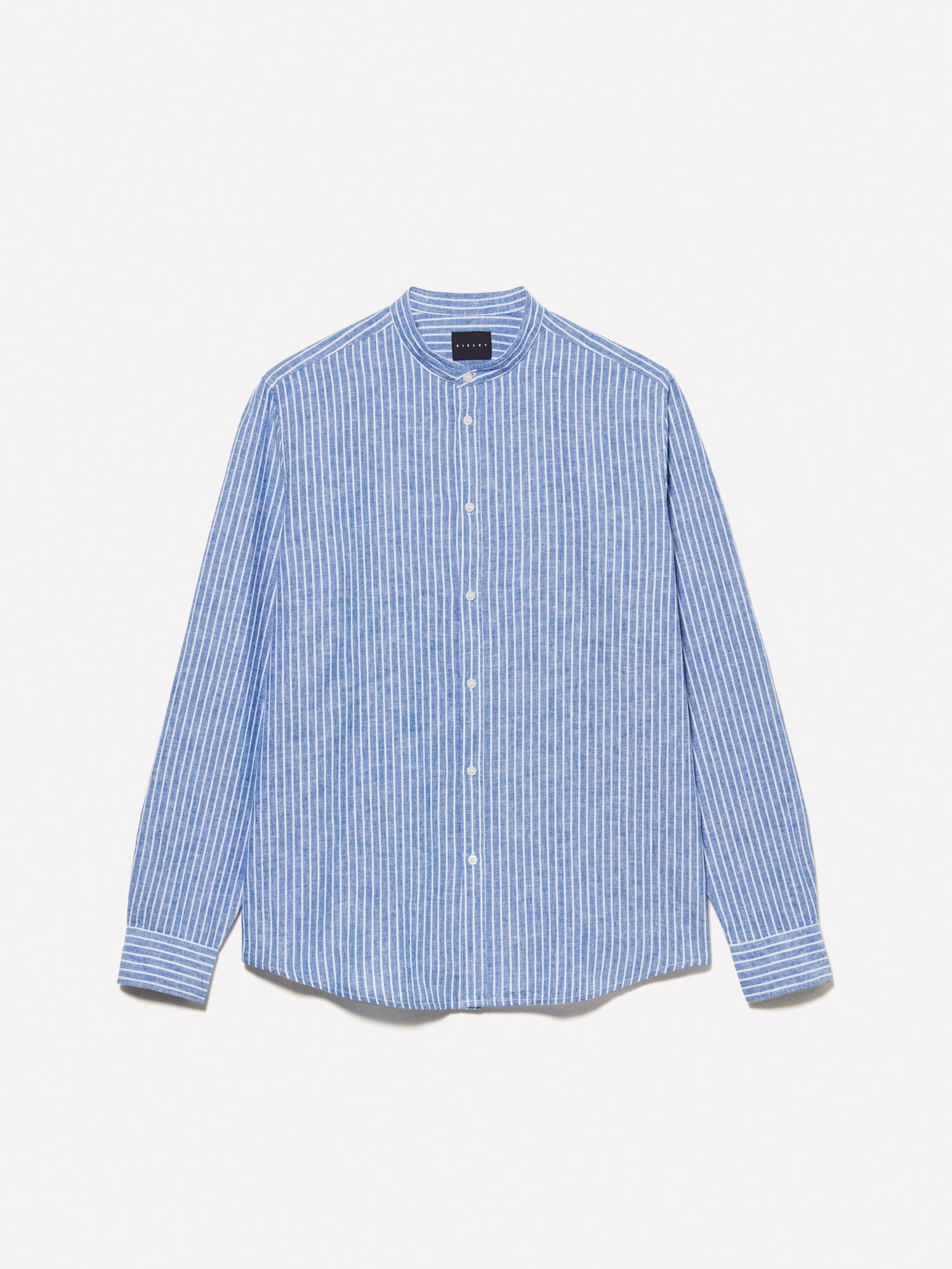 Camicia alla coreana azzurra a righe da uomo blu | Sisley Outlet