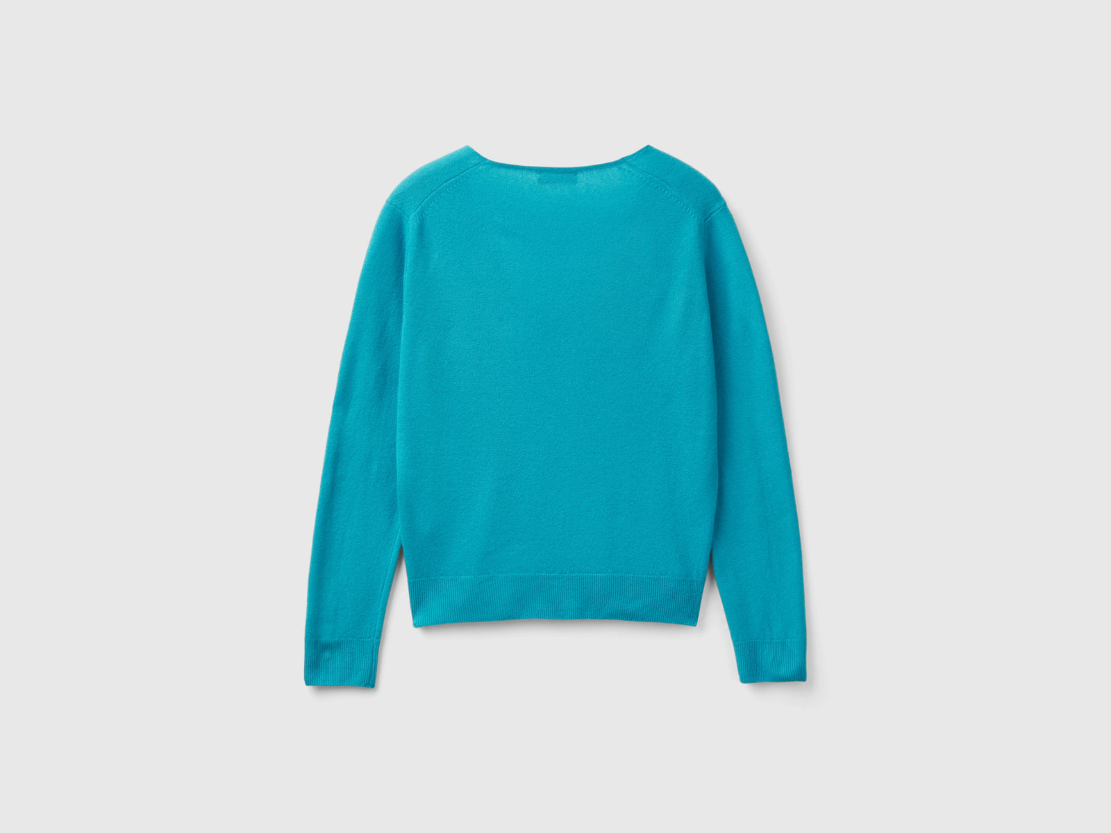 Pure Merino Wool V-Neck Sweater da donna turchese 2 | Benetton Outlet