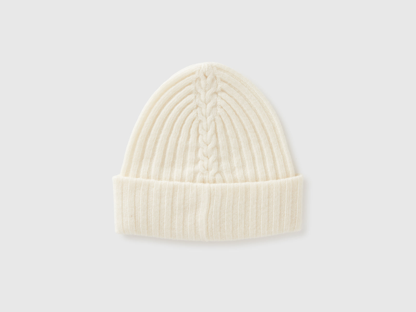 Berretto con lavorazione treccia da donna bianco panna 2 | Benetton Outlet