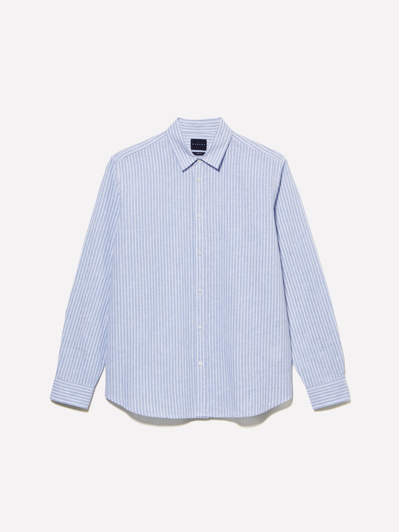 Camicia in misto lino azzurra a righe da uomo azzurro | Sisley Outlet