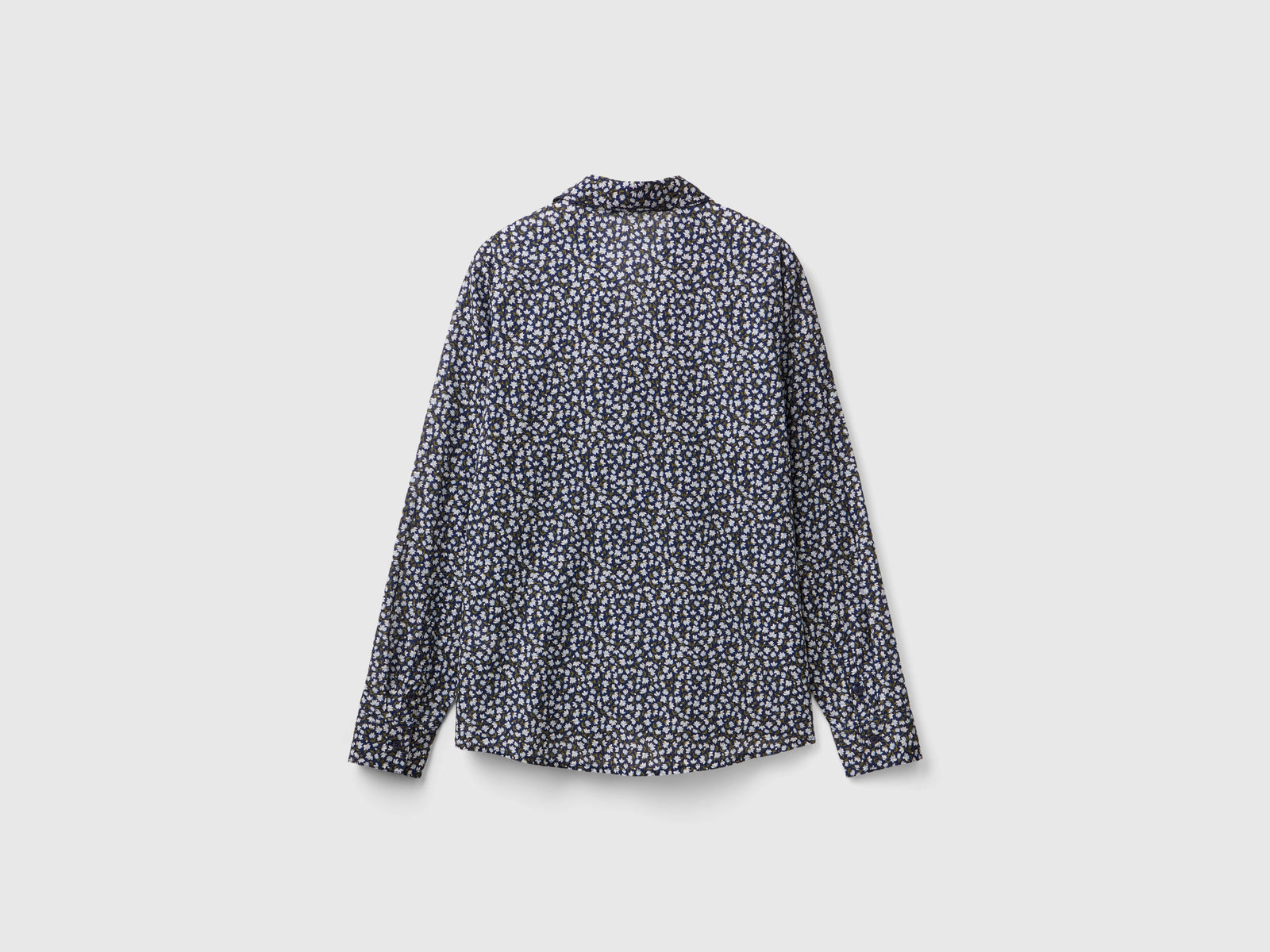 Camicia fantasia 100% cotone da donna blu scuro 2 | Benetton Outlet